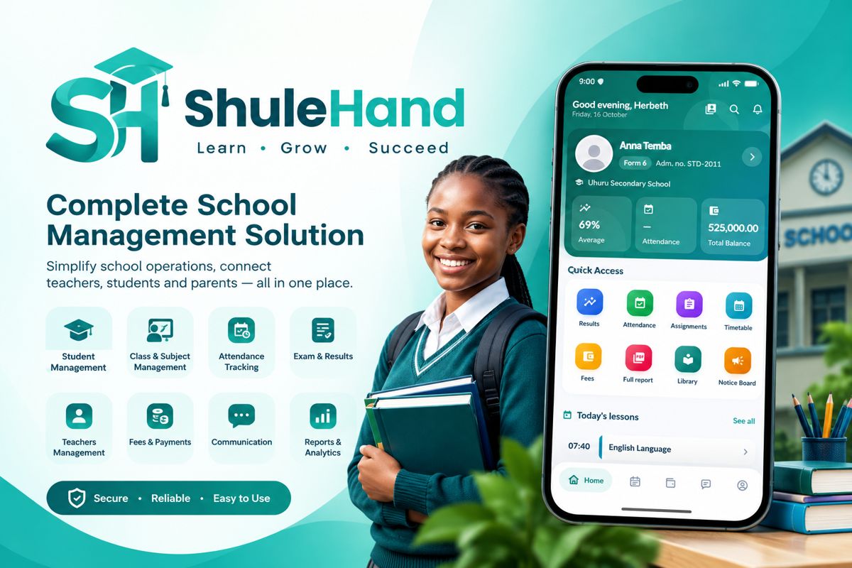 ShuleHand school management system — web dashboard and mobile app for students, teachers and parents