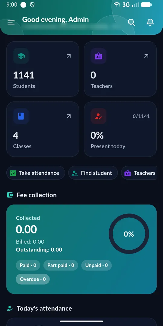 ShuleHand app — Dark mode